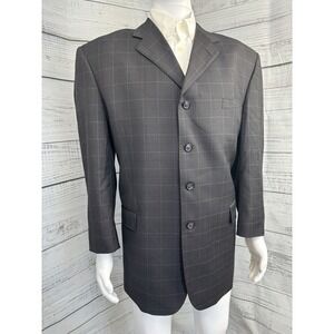 Vintage Versini Men's Black Windowpane Plaid Suit – 40L Blazer &‎ 38Rx30L Pants